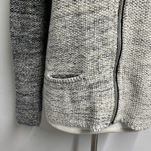 Talbots Full Zip Front Jacket size Medium Ivory Silver Black Tweed Career Casual - Picture 5 of 8